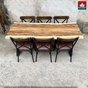 Bàn Gỗ Me Tây  6 Ghế Dài 182 Rộng 72-74-76 Dày 5 Cao 75 (cm) 0