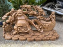 Tượng Phật Di Lặc Vác Cành Đào Kéo Bao Tiền Gỗ Nu Xá Xị (Gù Hương) Cao 40 Ngang 72 Sâu 22 (cm) 1
