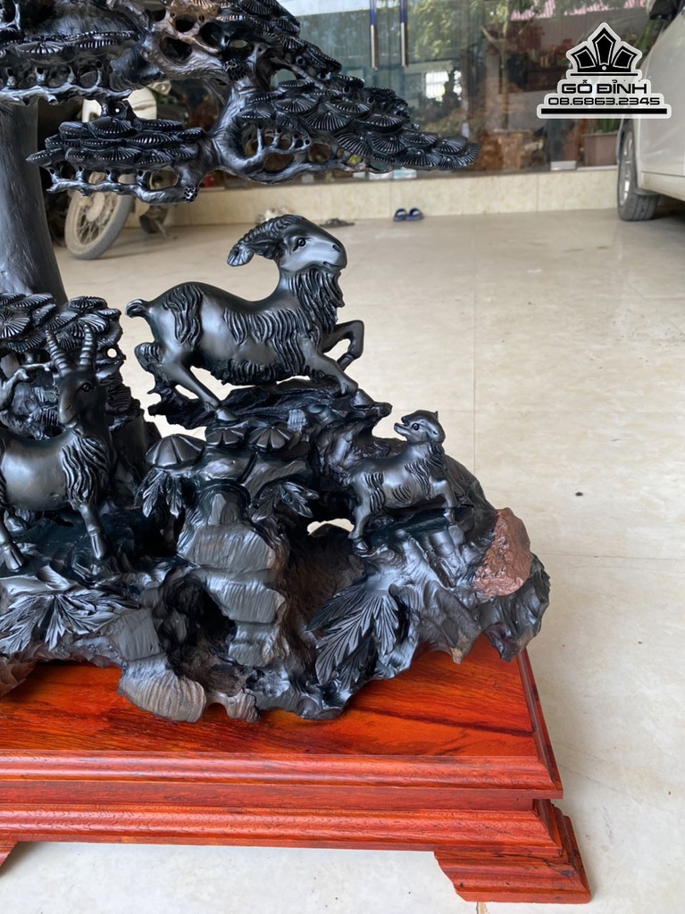 Tượng Dê (Tam Dương) Gỗ Mun Sừng Cao 56 Ngang 50 Sâu 28 (cm) 0