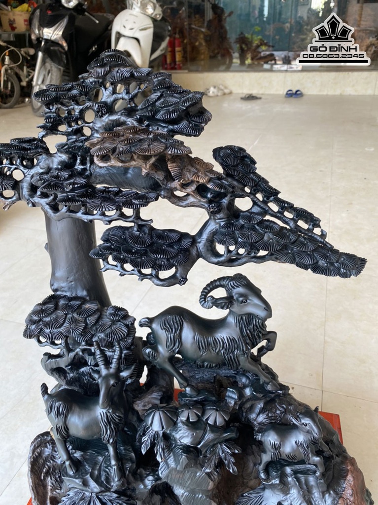 Tượng Dê (Tam Dương) Gỗ Mun Sừng Cao 56 Ngang 50 Sâu 28 (cm) 1