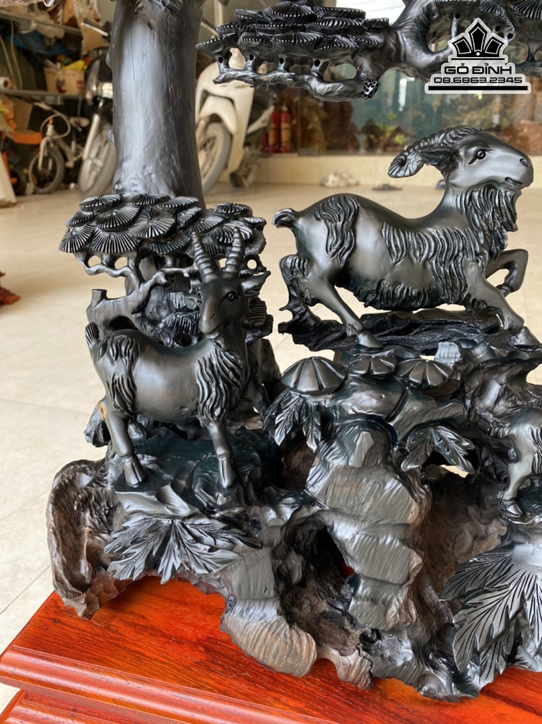 Tượng Dê (Tam Dương) Gỗ Mun Sừng Cao 56 Ngang 50 Sâu 28 (cm) 4