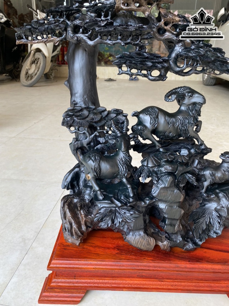 Tượng Dê (Tam Dương) Gỗ Mun Sừng Cao 56 Ngang 50 Sâu 28 (cm) 8