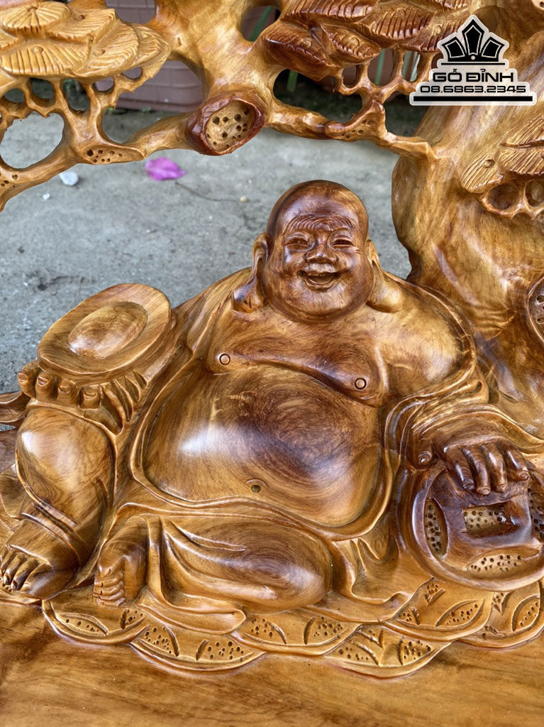 Khay Trà Phật Di Lặc Gỗ Hương Việt Liền Khối Cao 34 Ngang 67 Sâu 38 (cm) 0