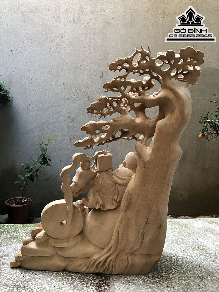 Tượng Phật Di Lặc Ngũ Phúc Gỗ Ngọc Am Cao 36 Ngang 85 Sâu 20 (cm) 0