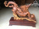 Tượng Hỏa Kỳ Lân Gỗ Hương Ôm Đá Cao 55 Ngang 98 Sâu 35 (cm) 2