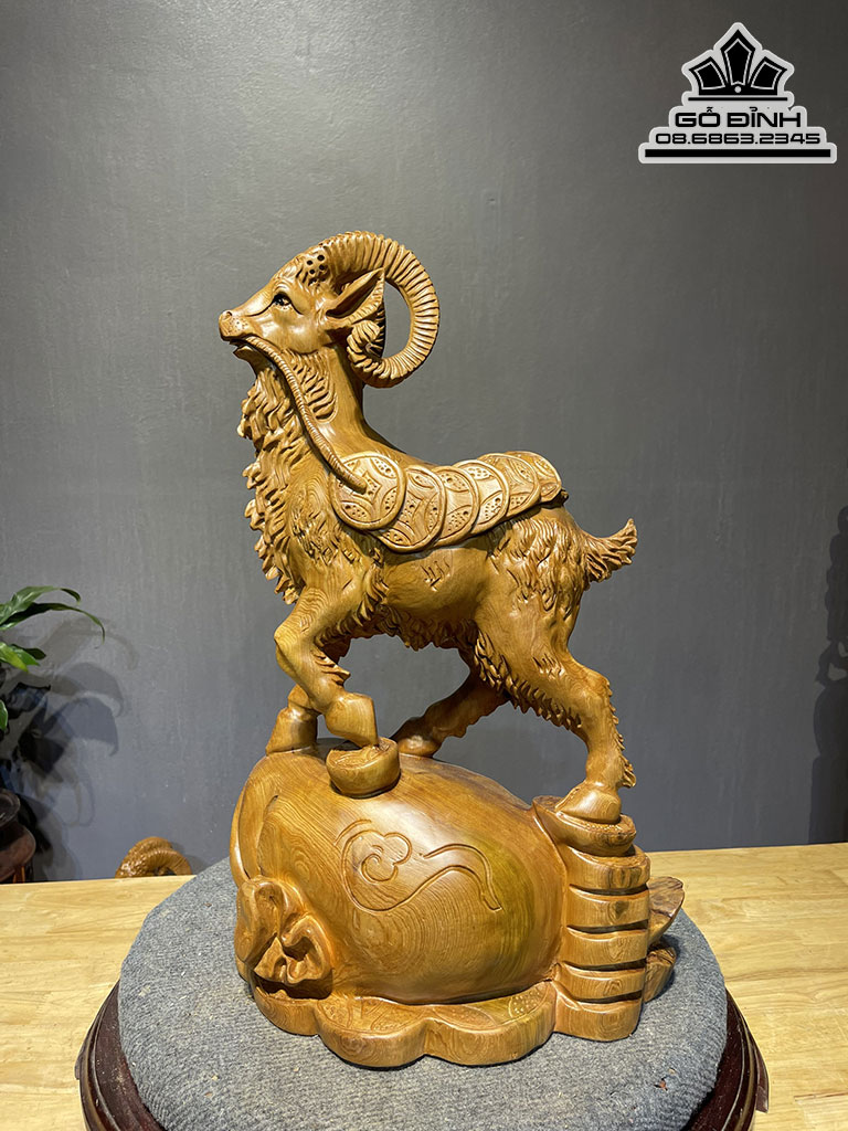 Tượng Nhất Dương Tài Lộc Gỗ Ngọc Am Cao 54 Ngang 36 Sâu 19 (cm) 0
