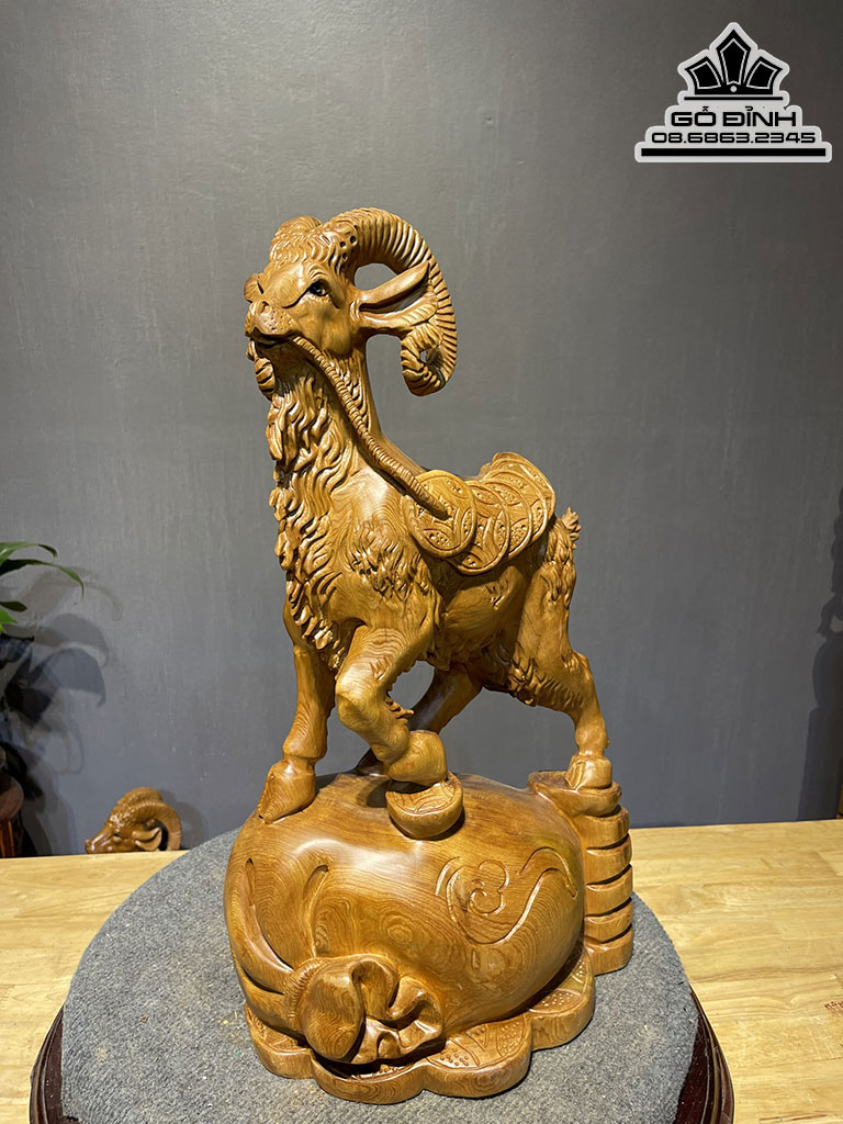 Tượng Nhất Dương Tài Lộc Gỗ Ngọc Am Cao 54 Ngang 36 Sâu 19 (cm) 1