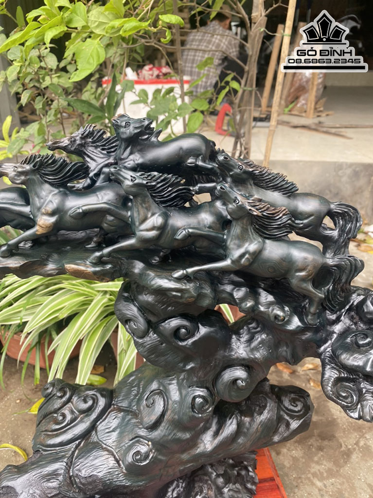 Tượng Ngựa ( Bát Mã) Gỗ Mun Sừng Cao 63 Ngang 50 Sâu 30 (cm) 0