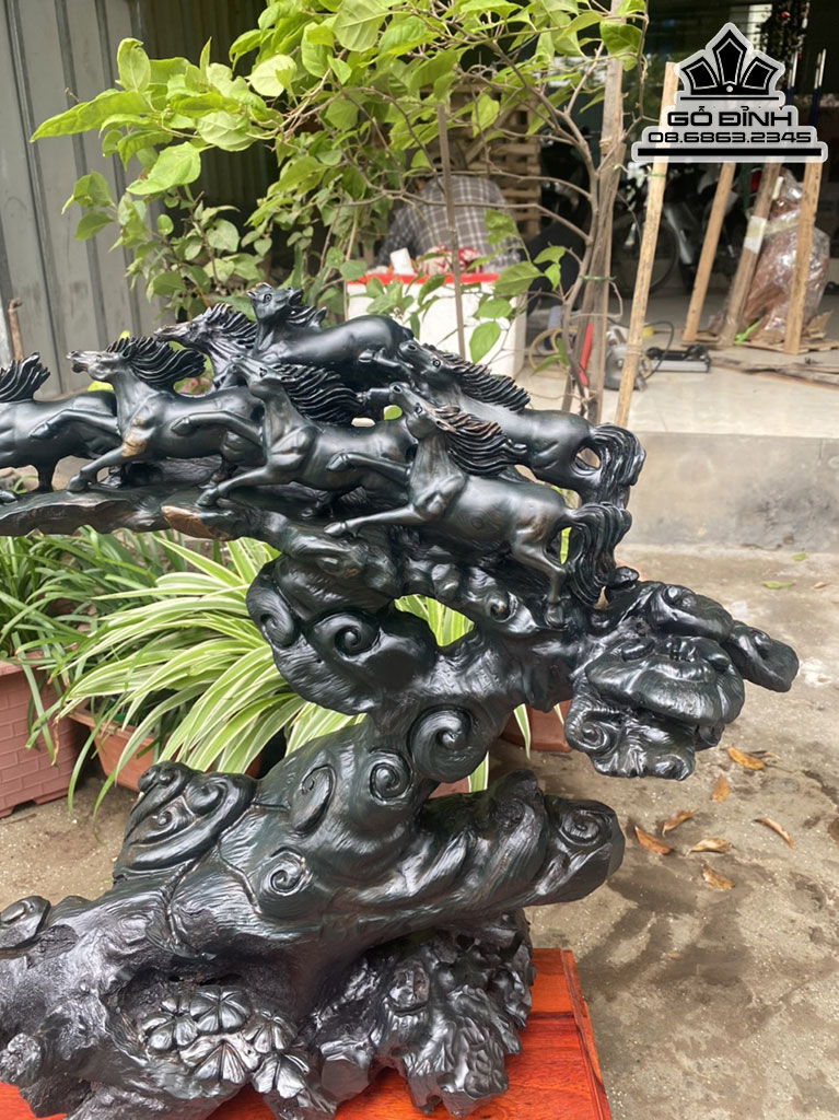 Tượng Ngựa ( Bát Mã) Gỗ Mun Sừng Cao 63 Ngang 50 Sâu 30 (cm) 5