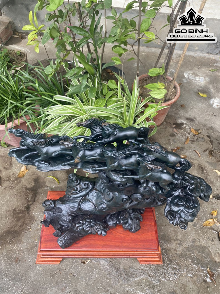 Tượng Ngựa ( Bát Mã) Gỗ Mun Sừng Cao 63 Ngang 50 Sâu 30 (cm)6