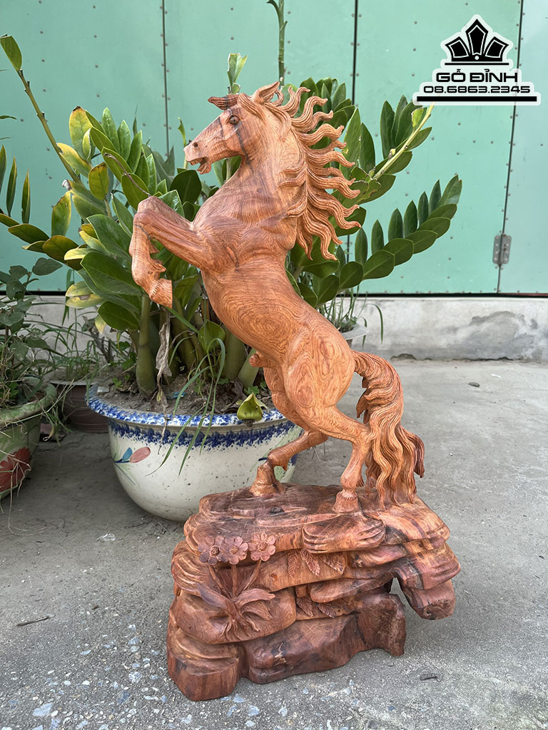 Tượng Ngựa (Nhất Mã) Gỗ Hương Việt Cao 60 Ngang 30 Sâu 16 (cm) 0