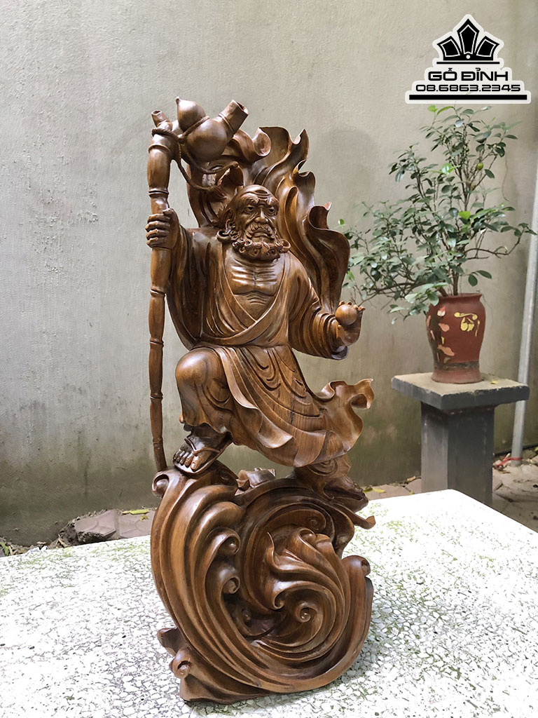 Tượng Đạt Ma Sư Tổ Quá Hải Gỗ Bách Xanh Cao 60 Ngang 28 Sâu 20 (cm) 0