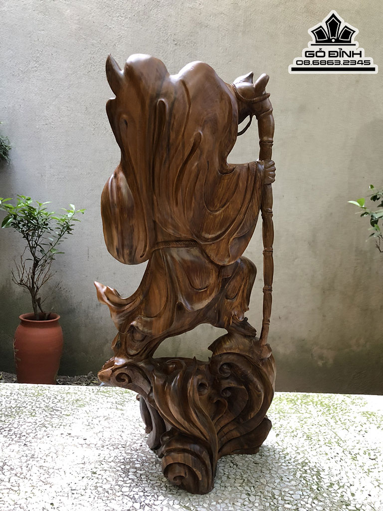 Tượng Đạt Ma Sư Tổ Quá Hải Gỗ Bách Xanh Cao 60 Ngang 28 Sâu 20 (cm) 1