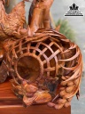 Tượng Gia Đình Gà Gỗ Hương Việt Liền Khối Cao 68 Ngang 98 Sâu 76 (cm) 1