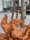 Tượng Gia Đình Gà Gỗ Hương Việt Liền Khối Cao 68 Ngang 98 Sâu 76 (cm) 2