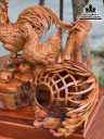 Tượng Gia Đình Gà Gỗ Hương Việt Liền Khối Cao 68 Ngang 98 Sâu 76 (cm) 5