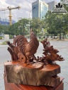 Tượng Gia Đình Gà Gỗ Hương Việt Liền Khối Cao 68 Ngang 98 Sâu 76 (cm) 6