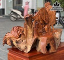 Tượng Gia Đình Gà Gỗ Hương Việt Liền Khối Cao 68 Ngang 98 Sâu 76 (cm) 7