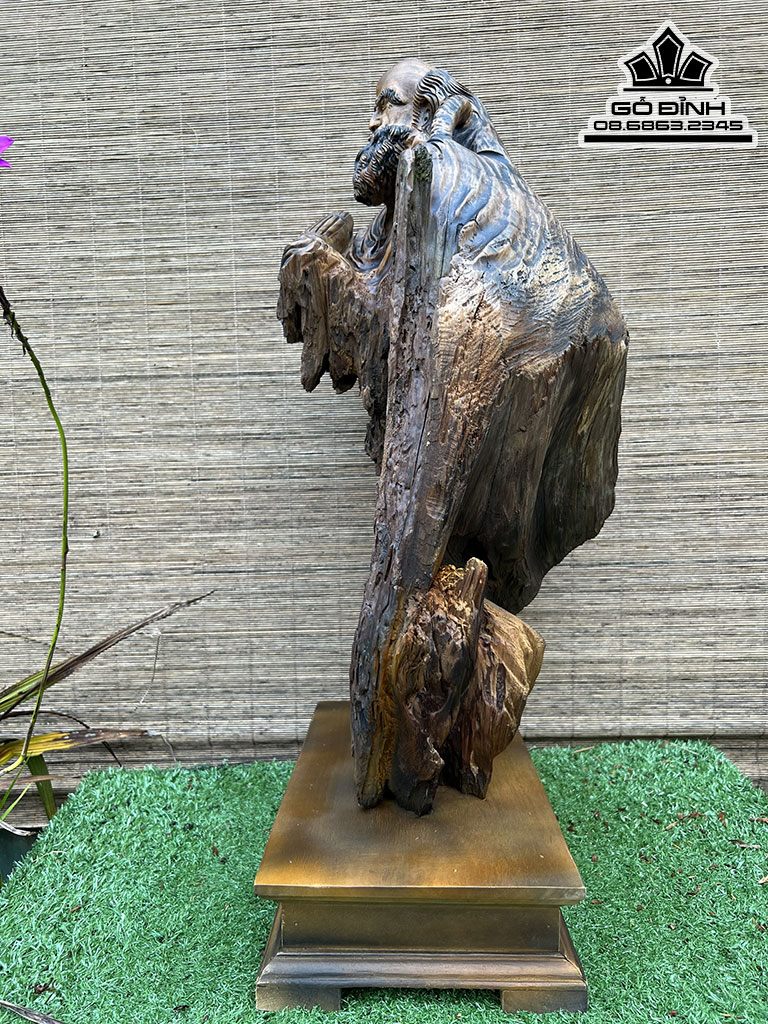 Tượng Đạt Ma Sư Tổ Gỗ  Bách Xanh Cao 58 Ngang 35 Sâu 28 (cm) 1