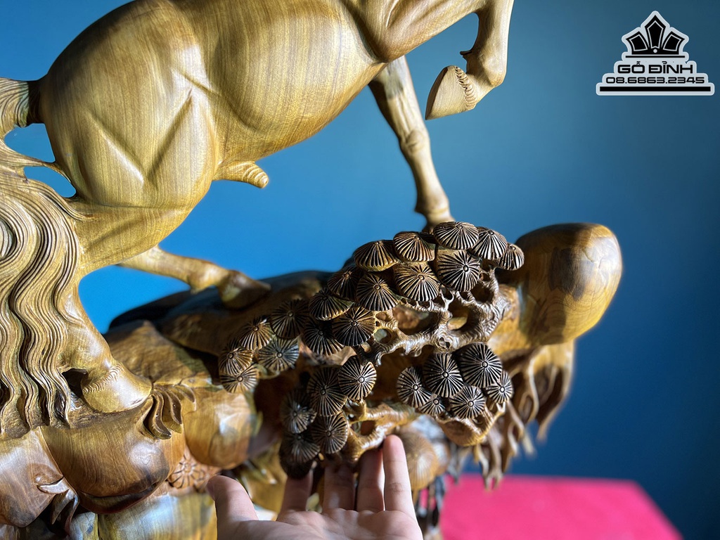 Tượng Ngựa (Nhất Mã) Gỗ Bách Xanh Cao 78 Ngang 45 Sâu 20 (cm) 5