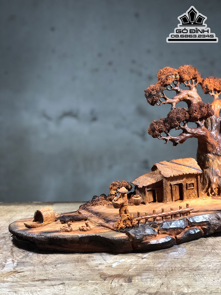 Tượng Tiểu Cảnh Xông Trầm Gỗ Trắc Cao 42 Ngang 25 Sâu 20 (cm) 0