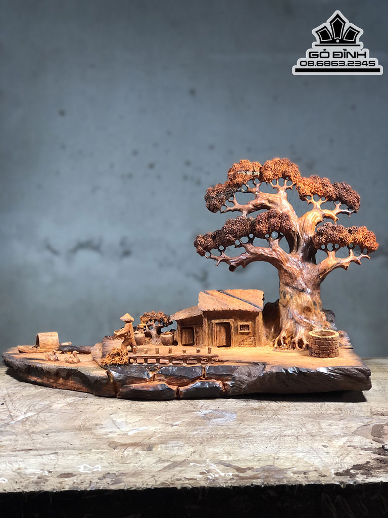 Tượng Tiểu Cảnh Xông Trầm Gỗ Trắc Cao 42 Ngang 25 Sâu 20 (cm) 3