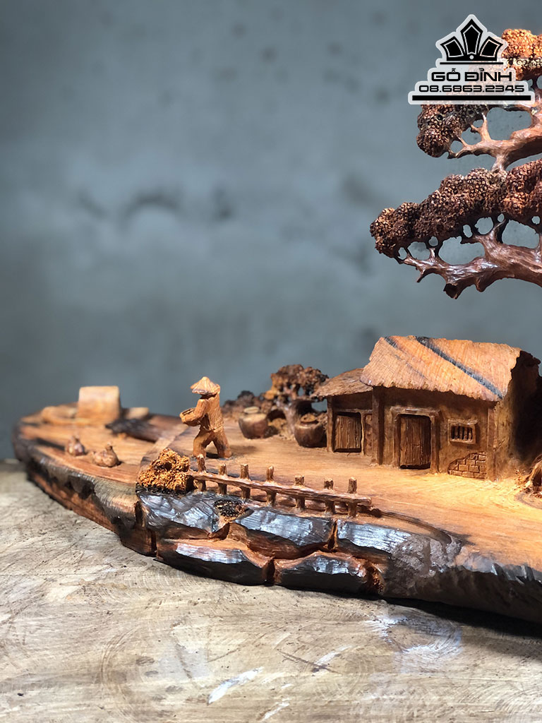 Tượng Tiểu Cảnh Xông Trầm Gỗ Trắc Cao 42 Ngang 25 Sâu 20 (cm) 4