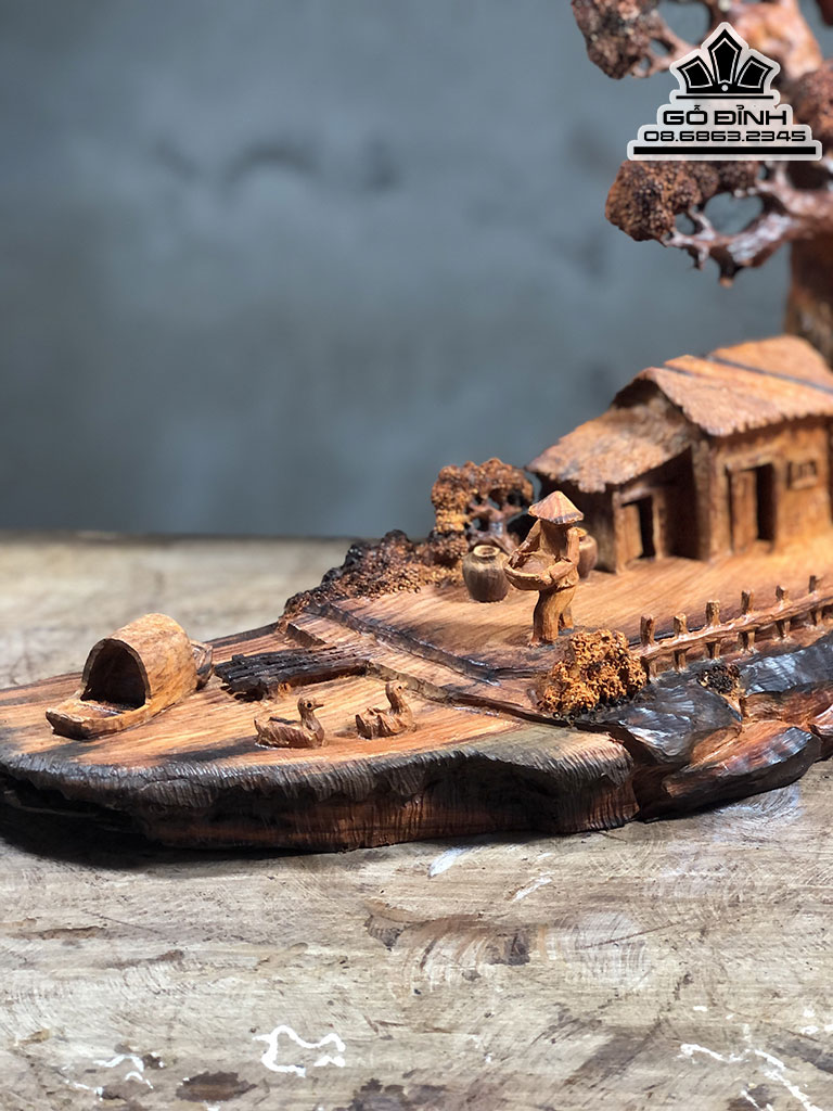 Tượng Tiểu Cảnh Xông Trầm Gỗ Trắc Cao 42 Ngang 25 Sâu 20 (cm) 5