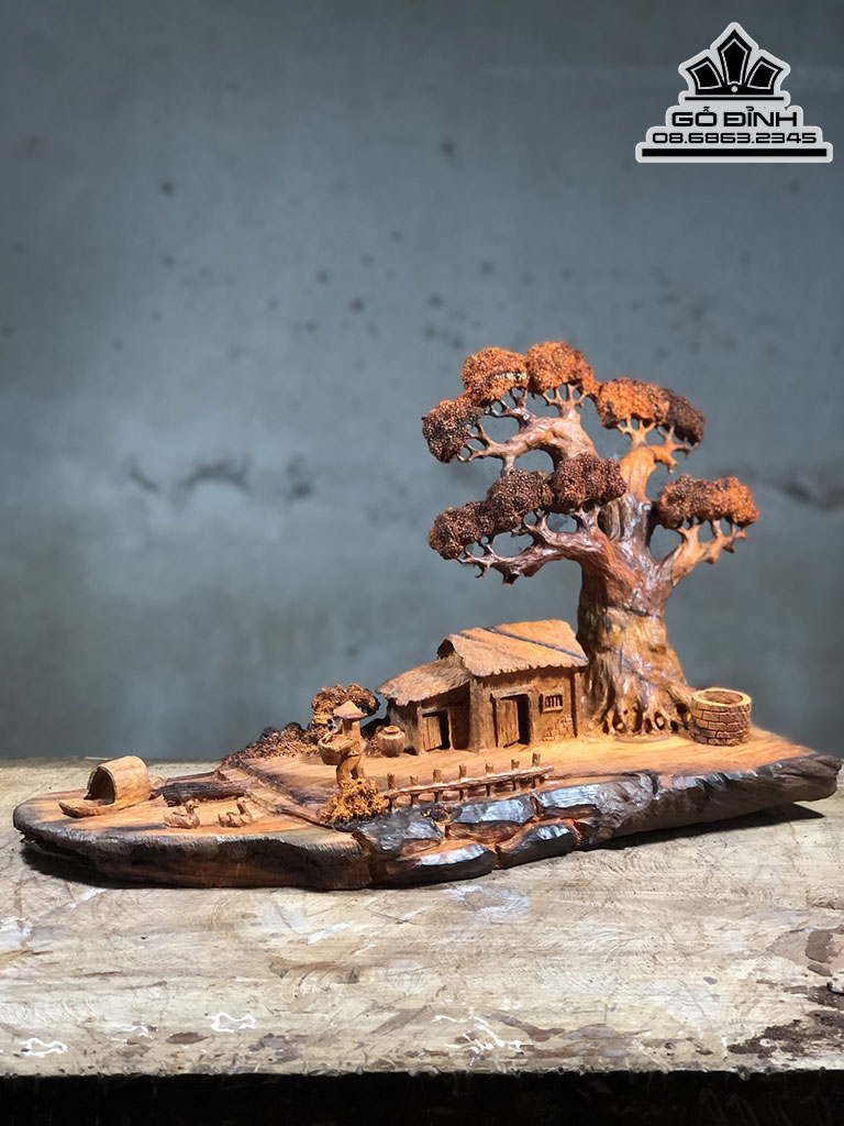 Tượng Tiểu Cảnh Xông Trầm Gỗ Trắc Cao 42 Ngang 25 Sâu 20 (cm) 6