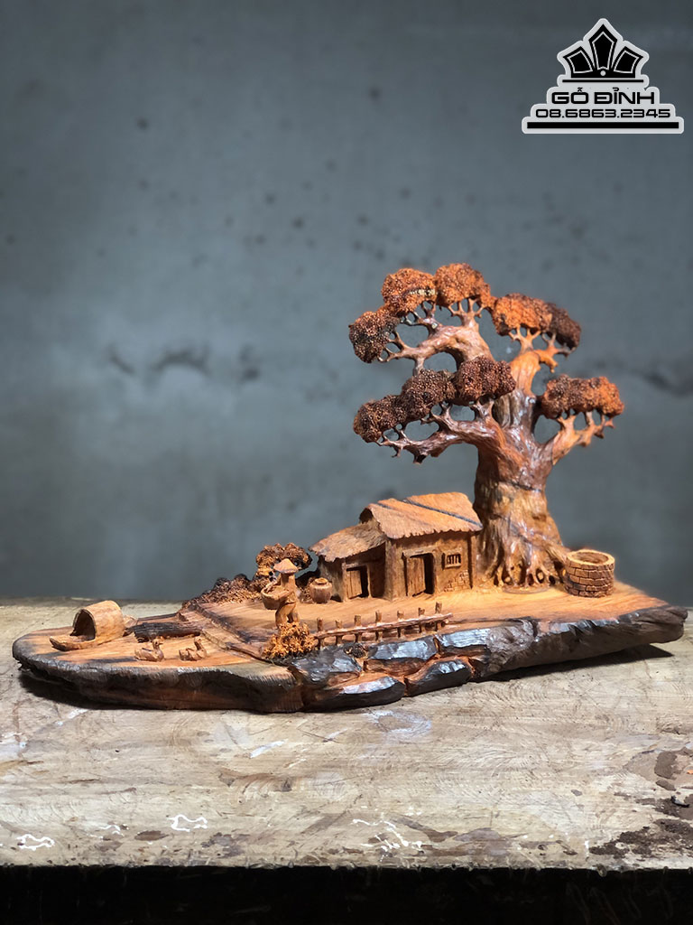 Tượng Tiểu Cảnh Xông Trầm Gỗ Trắc Cao 42 Ngang 25 Sâu 20 (cm) 7