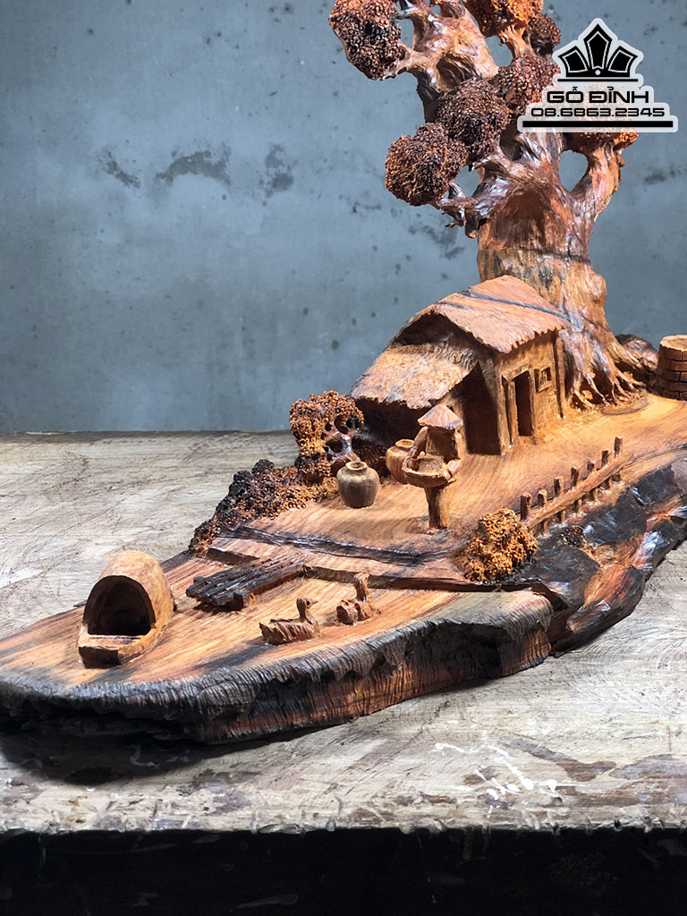 Tượng Tiểu Cảnh Xông Trầm Gỗ Trắc Cao 42 Ngang 25 Sâu 20 (cm) 8
