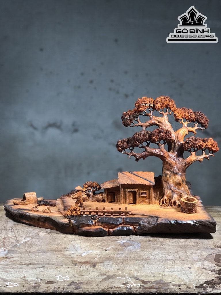Tượng Tiểu Cảnh Xông Trầm Gỗ Trắc Cao 42 Ngang 25 Sâu 20 (cm) 9