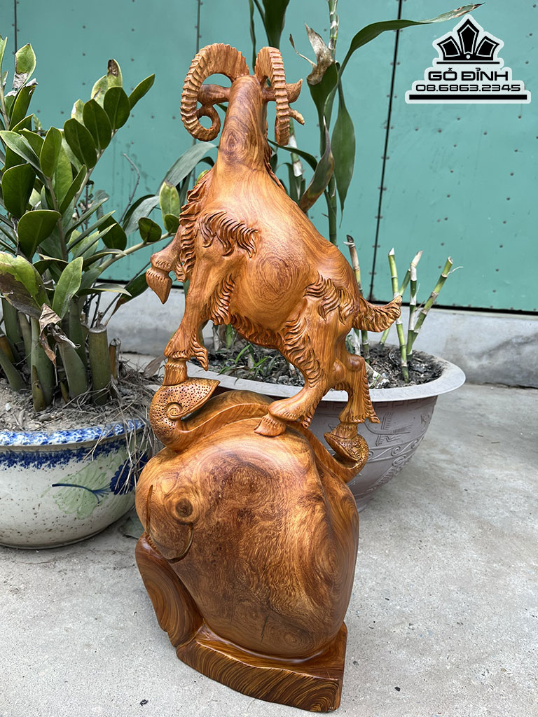 Tượng Dê (Nhất Dương) Gỗ Hương Việt Cao 64 Ngang 28 Sâu 20 (cm) 0