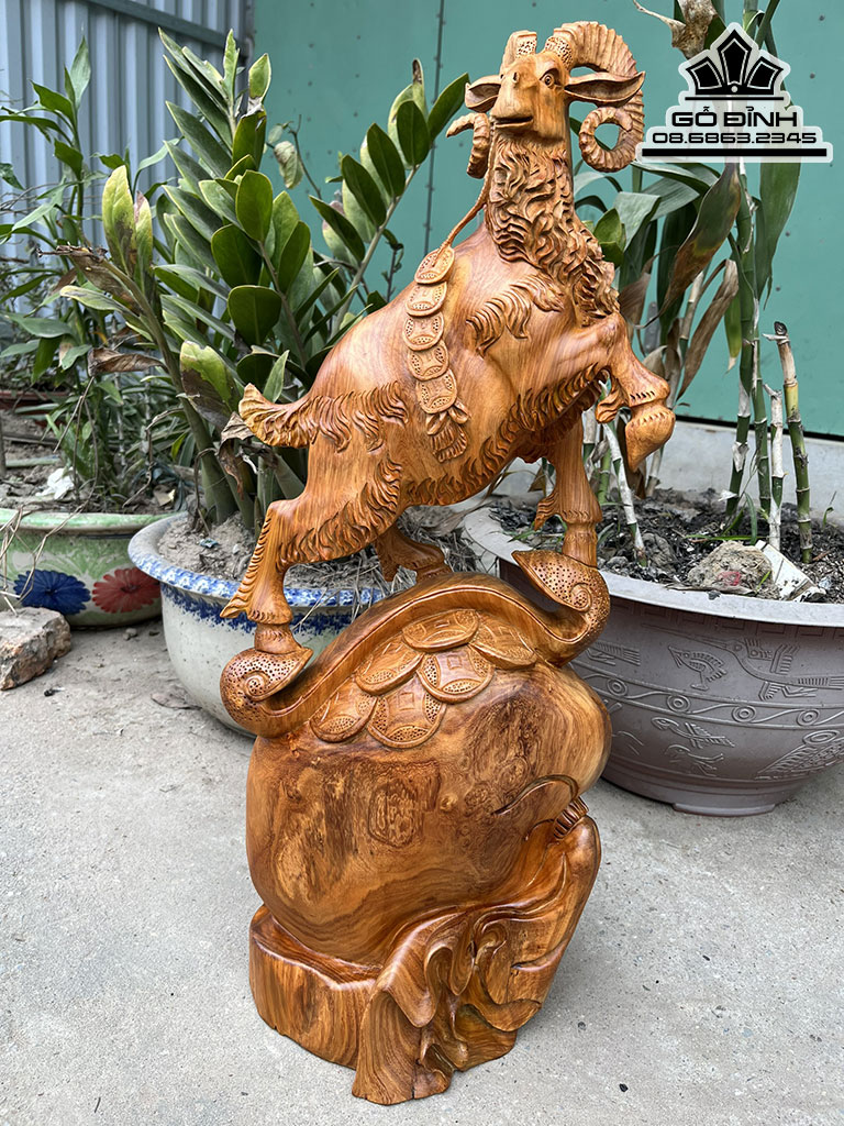 Tượng Dê (Nhất Dương) Gỗ Hương Việt Cao 64 Ngang 28 Sâu 20 (cm) 1