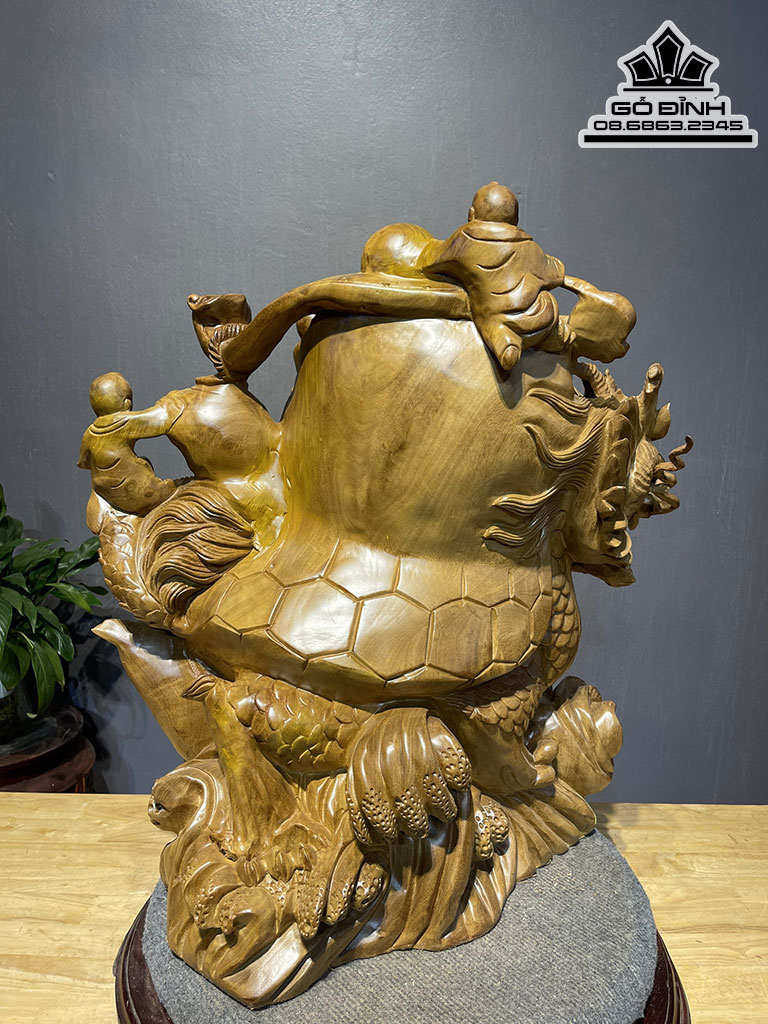 Tượng Phật Di Lặc Ngồi Long Quy Gỗ Xá Xị (Gù  Hương) Cao 63 Ngang 60 Sâu 30 (cm) 1