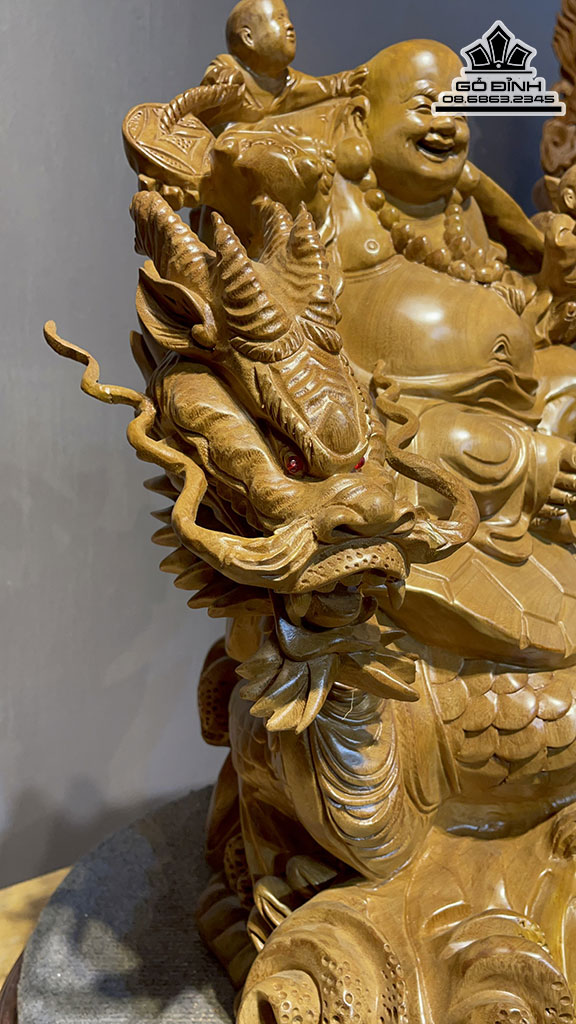 Tượng Phật Di Lặc Ngồi Long Quy Gỗ Xá Xị (Gù  Hương) Cao 63 Ngang 60 Sâu 30 (cm) 2