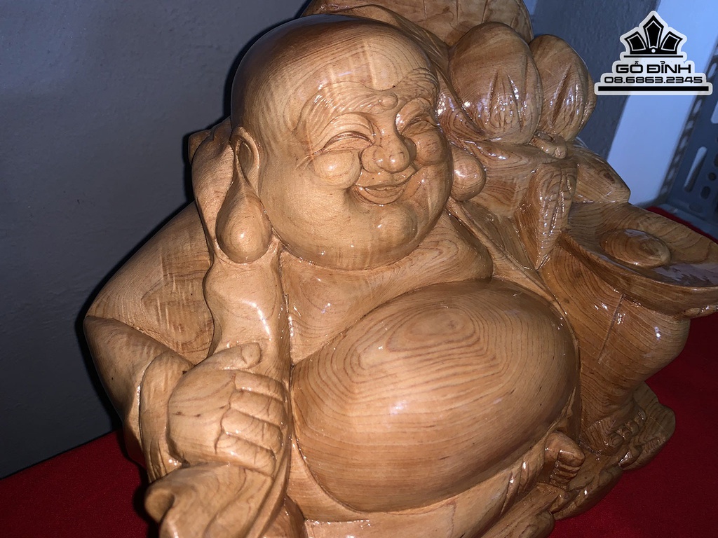 Tượng Phật Di Lặc Gỗ Pơ Mu Cao 27 Ngang 27 Sâu 18 (cm) 1
