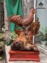 Tượng Gia Đình Gà Hoa Cúc Gỗ Hương Việt Cao 90 Ngang 85 Sâu 45 Cao Cả Kỷ 108 (cm) 2