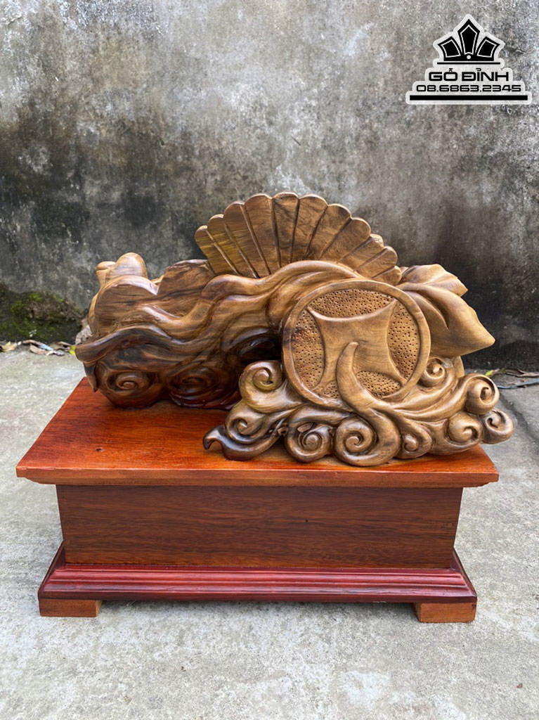 Tượng Di Lặc Ngồi Bao Tiền Gỗ Bách Xanh Cao 23 Ngang 40 Sâu 20 (cm) 1