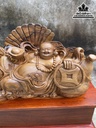 Tượng Di Lặc Ngồi Bao Tiền Gỗ Bách Xanh Cao 23 Ngang 40 Sâu 20 (cm) 2
