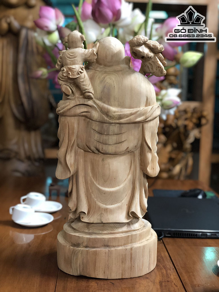 Tượng Di Lặc Chúc Phúc Gỗ Ngọc Am Cao 52 Ngang 23 Sâu 20 (cm) 0