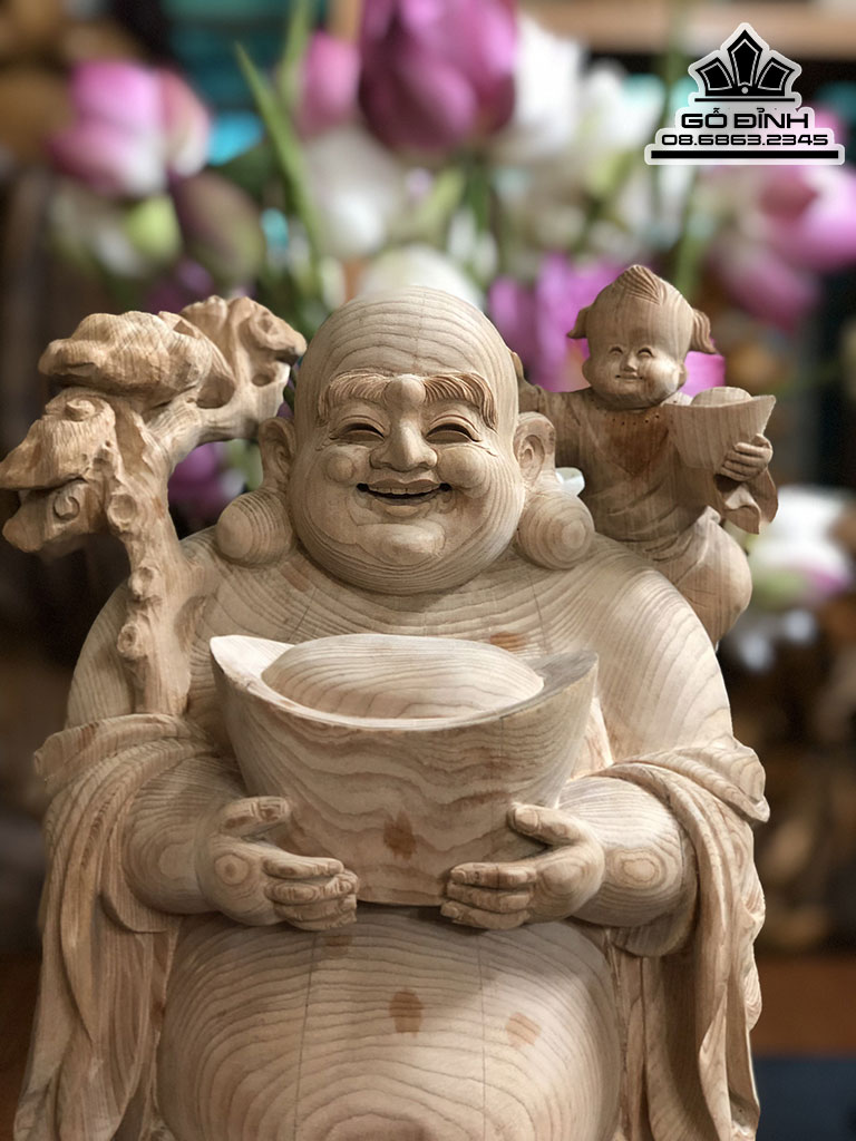 Tượng Di Lặc Chúc Phúc Gỗ Ngọc Am Cao 52 Ngang 23 Sâu 20 (cm) 1