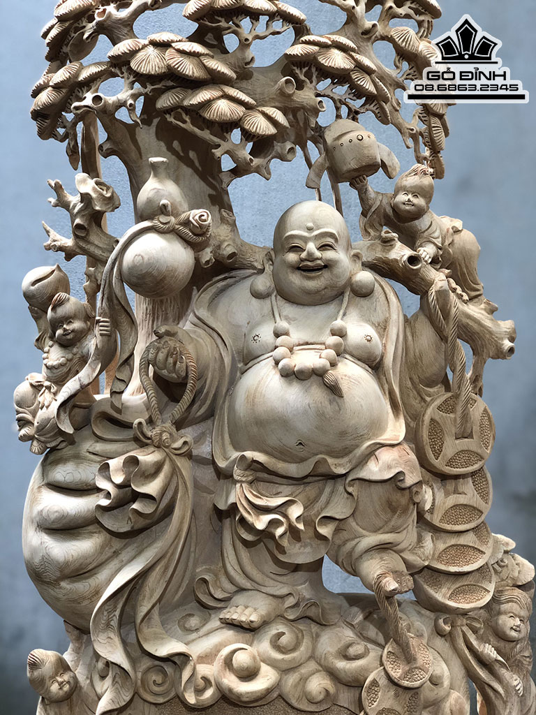 Tượng Di Lặc Ngũ Phúc Gỗ Ngọc Am cao 103 Ngang 48 Sâu 30 (cm) 0