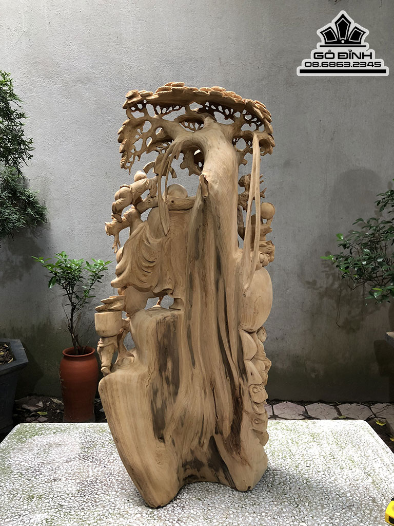 Tượng Di Lặc Ngũ Phúc Gỗ Ngọc Am cao 103 Ngang 48 Sâu 30 (cm) 1