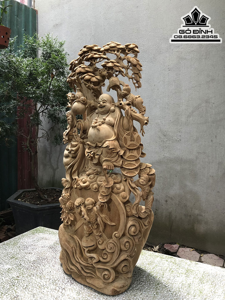 Tượng Di Lặc Ngũ Phúc Gỗ Ngọc Am cao 103 Ngang 48 Sâu 30 (cm) 2