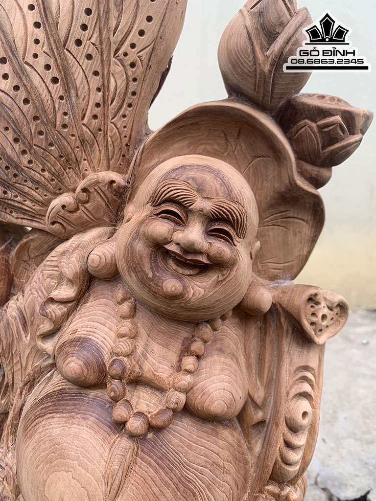 Tượng Di Lặc Phát Tài Gỗ Ngọc Am Cao 54 Ngang 25 Sâu 21 (cm) 0