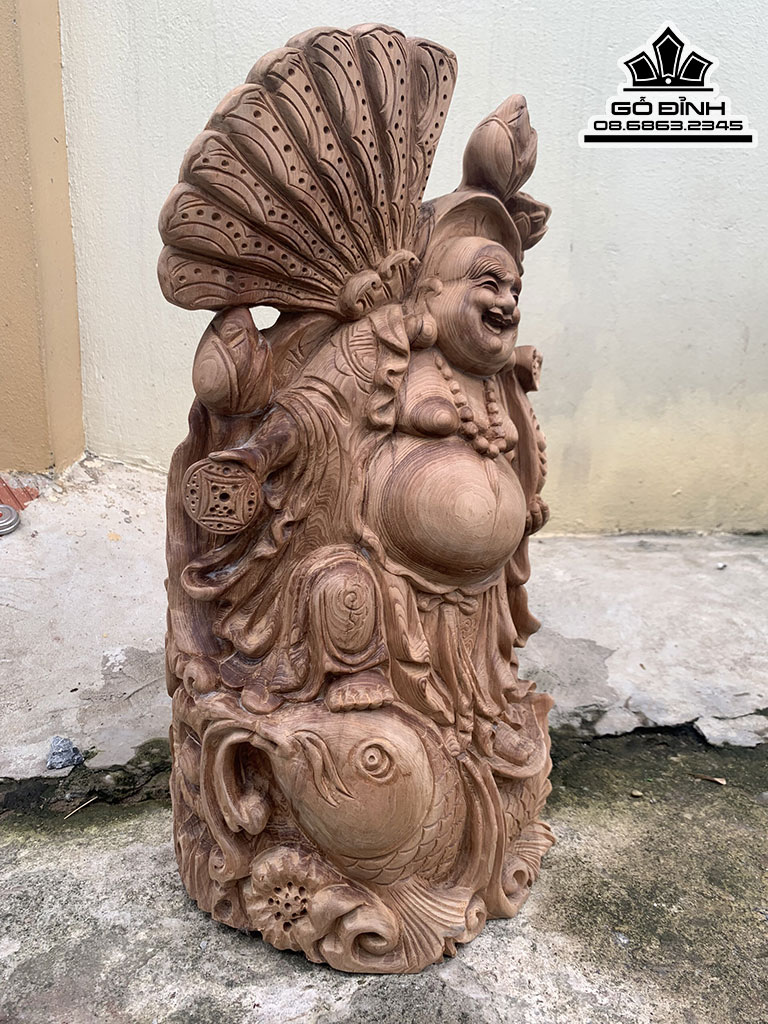 Tượng Di Lặc Phát Tài Gỗ Ngọc Am Cao 54 Ngang 25 Sâu 21 (cm) 2