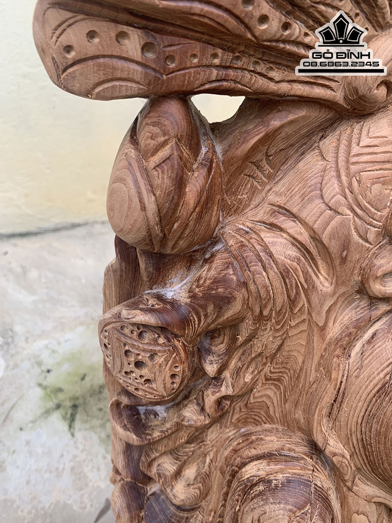 Tượng Di Lặc Phát Tài Gỗ Ngọc Am Cao 54 Ngang 25 Sâu 21 (cm) 3