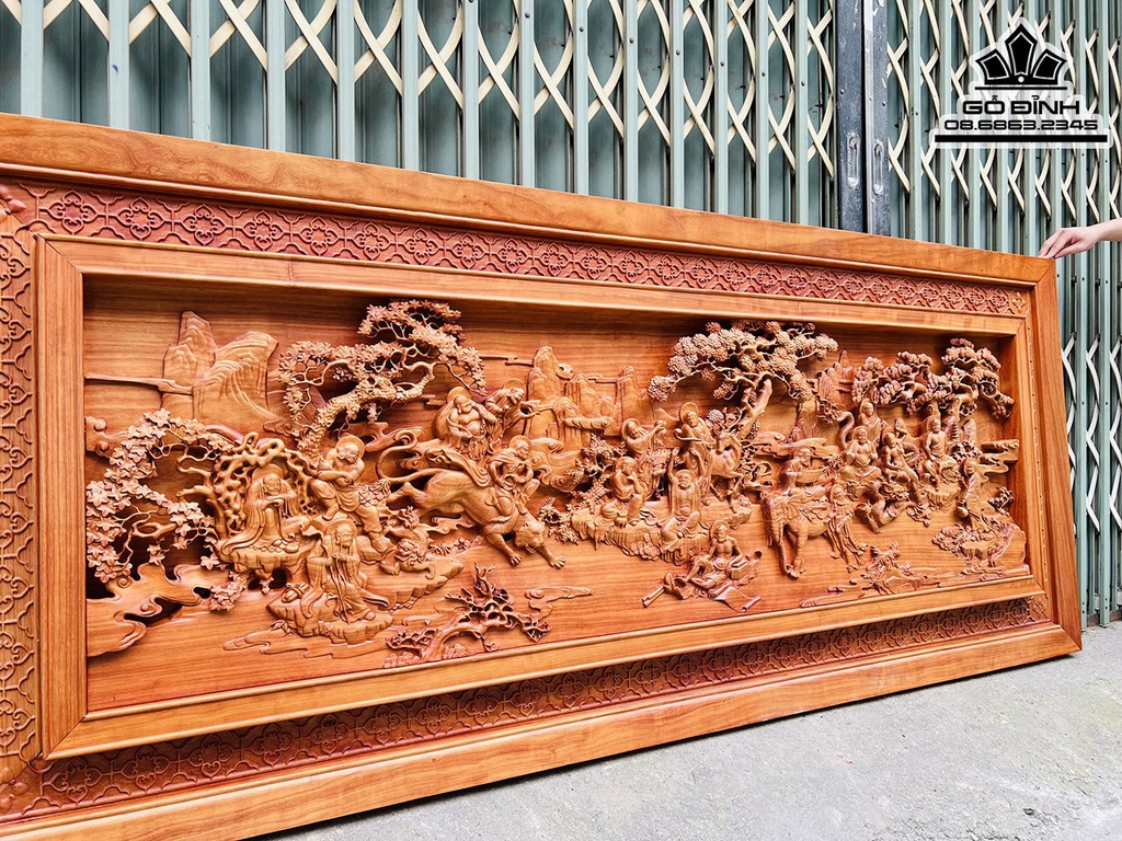 Tranh Thập Bát La Hán Gỗ Hương Cao 96 Ngang 231 Dày 7 (cm) 1