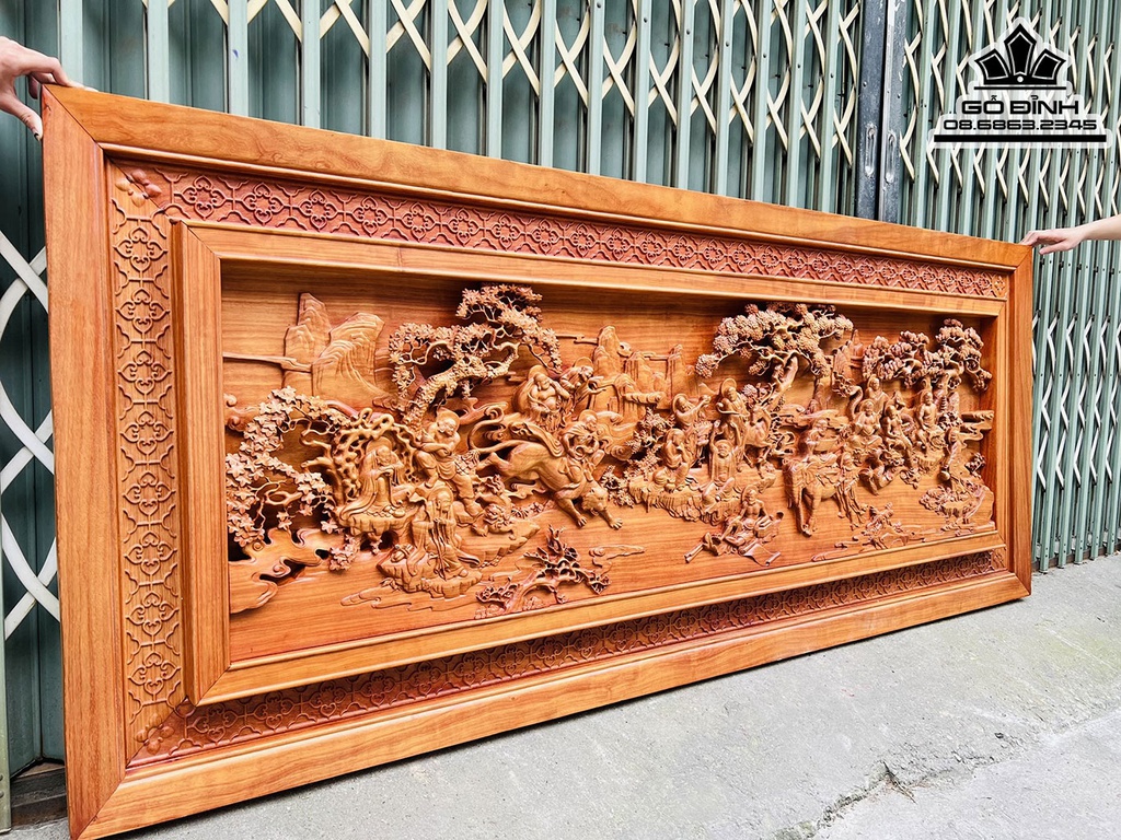Tranh Thập Bát La Hán Gỗ Hương Cao 96 Ngang 231 Dày 7 (cm) 3